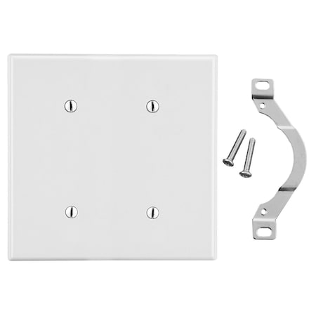Hubbell Wiring Device-Kellems Wallplate, 2-Gang, 2 Strap Mount Blank, White P24W